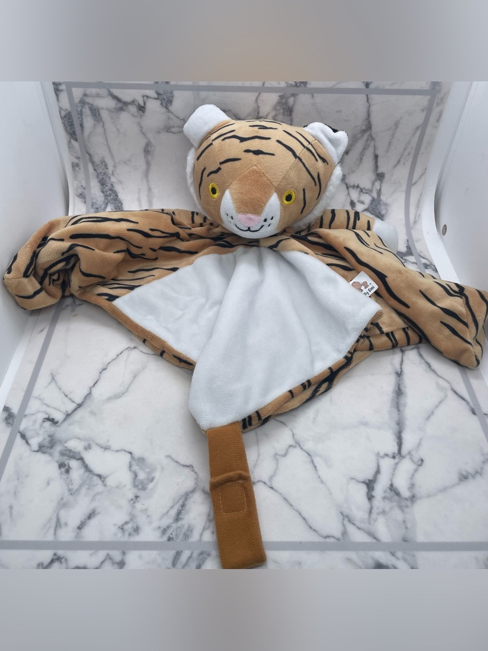 Love By Emi Plush ORANGE TIGER Security Blanket Pacifier Holder Plays  Sounds
